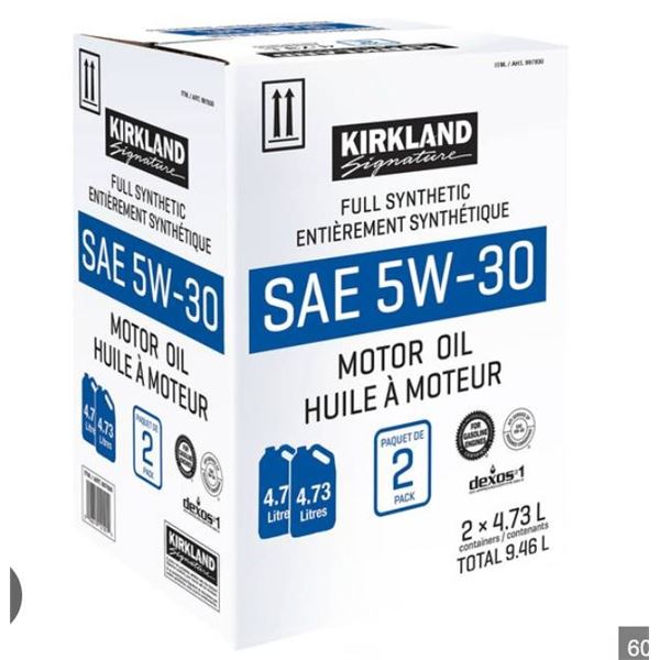 Kirkland Signature Full Synthetic SAE 5W-30 Motor Oil, 2 x 4.73 Litres