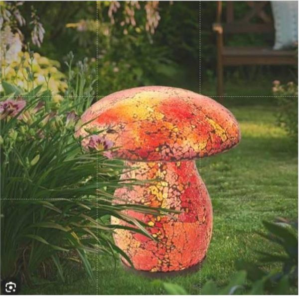 Solar Mosaic Mushroom Light by Aurora with Cracked Glass Design