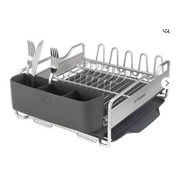 Polder 4-Piece Aluminum Dish Rack With Bonus Drain Tray