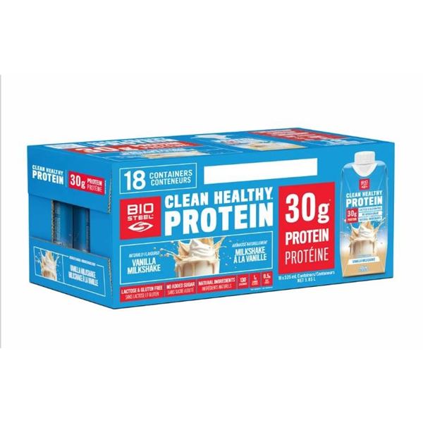 BioSteel Clean Healthy Protein, Vanilla Milkshake, 18 x 325ml Containers