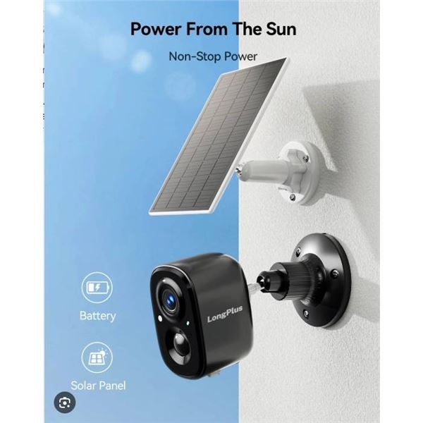 LongPlus Solar Security Camera, Model X83, 2MP, 2.4GHz