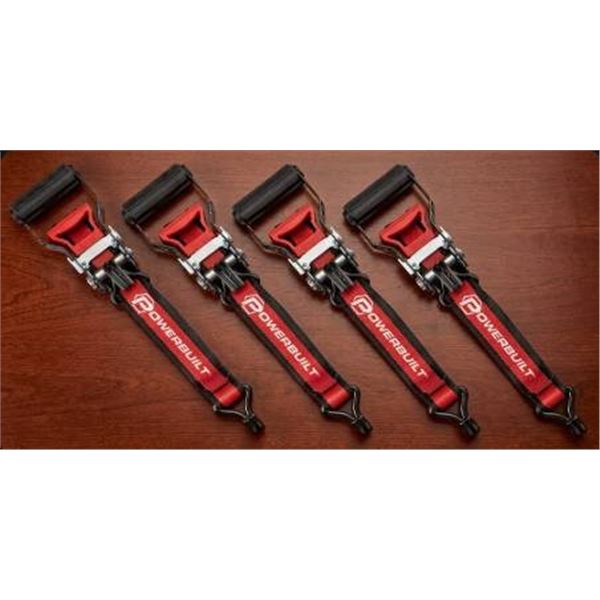 Powerbuilt 4-Piece Ratchet Tie Down Set, 3300 lb Capacity