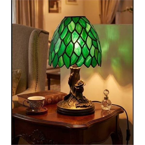 Tiffany-style Stained Glass Small Lamp with Metal Base