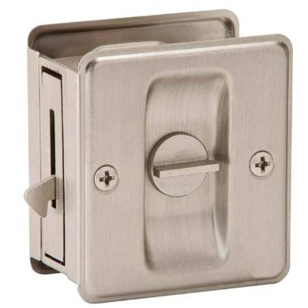Prime-Line N 7239 Pocket Door Lock and Pull, Satin Nickel
