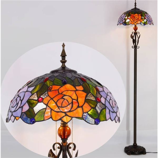 Tiffany Style Floor Lamp Stained Glass Standing Reading Lamp 16x16x70 Inches Antique Pole Corner Lig