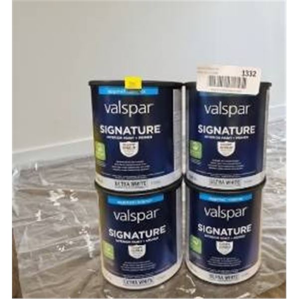 Valspar Signature Interior Paint + Primer Eggshell Ultra White, 4 Cans
