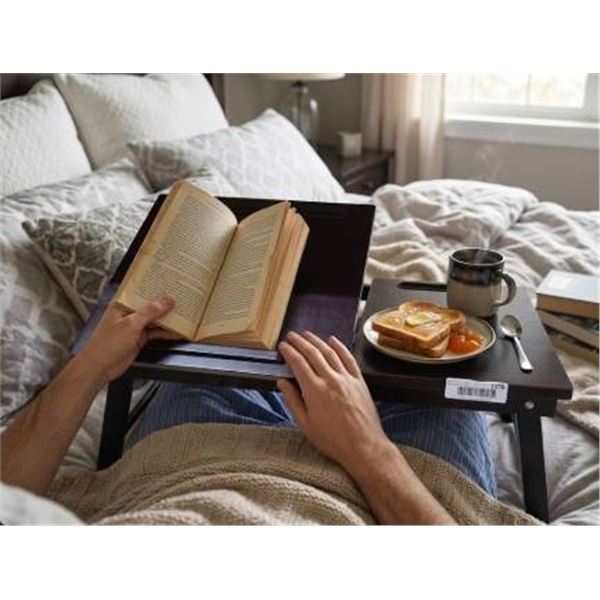 Wooden Adjustable Laptop Desk with Folding Legs and Tilt Feature