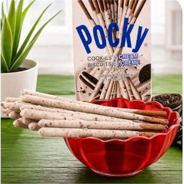 Glico Pocky Cookies & Cream Biscuit Sticks, 10-Pack Set