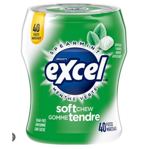 Excel Soft Chew Spearmint Gum 6 Pack 40 Pieces Each