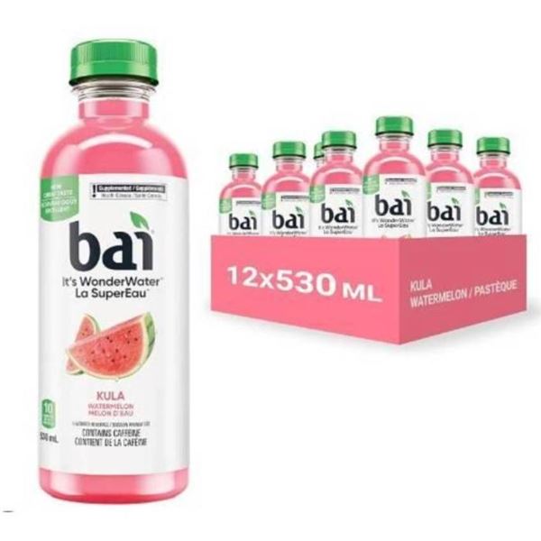 Bai Kula Watermelon Flavored Water Bottles (6 Pack, 18 fl oz Each)