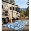Image 1 : Blue and White Geometric Outdoor Rug