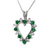 Image 1 : .80 ctw Emerald Diamond Heart Pendant