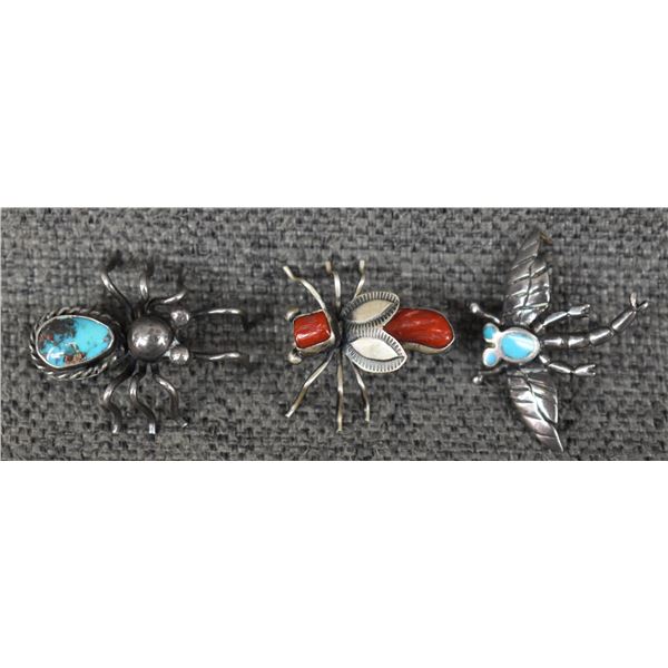THREE NAVAJO INSECT PINS (HERBERT RATION)