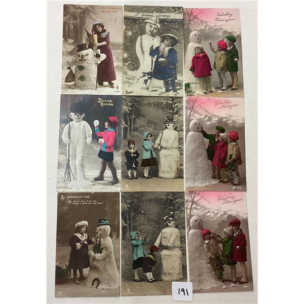 Tinted Real Photo Snowmen Postcards 12