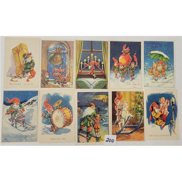 Signed Artist Nystrom Elves Holiday Greeting Postcards 55+