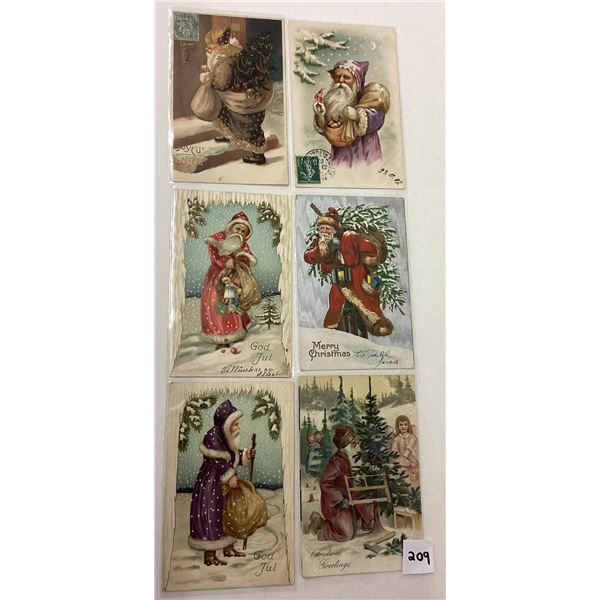 Santa Claus in Snow Holiday Greeting Christmas Postcards 6