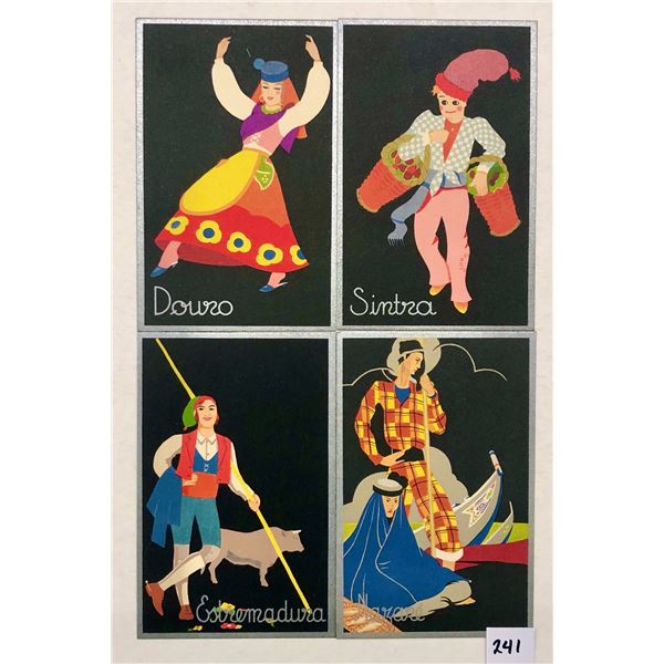 Portuguese Art Deco Colorful People City Postcards 19