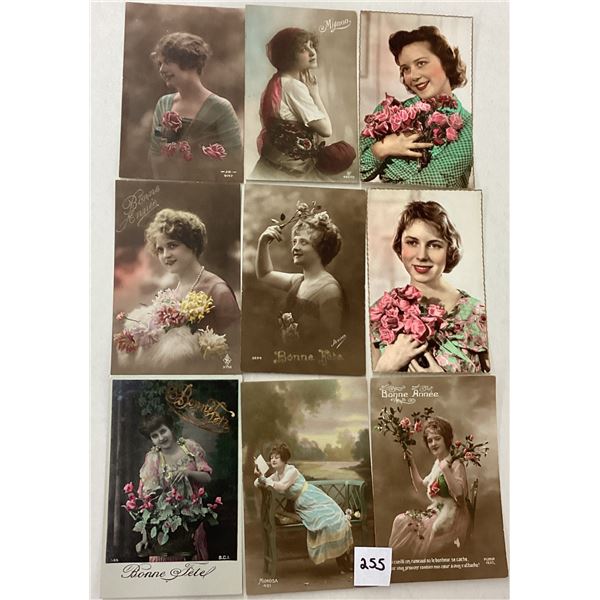 Tinted Real Photo Ladies Postcards 90+