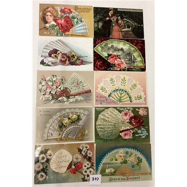 Greetings with Hand Fans Postcards 55+