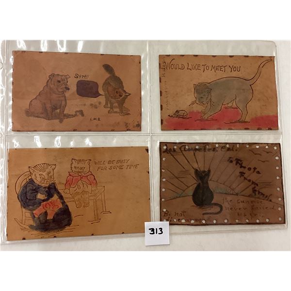 Novelty - Leather Cat Animal Postcards 40+