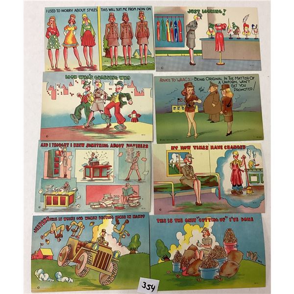 Women in Military WACS Linen Comic Postcards 15