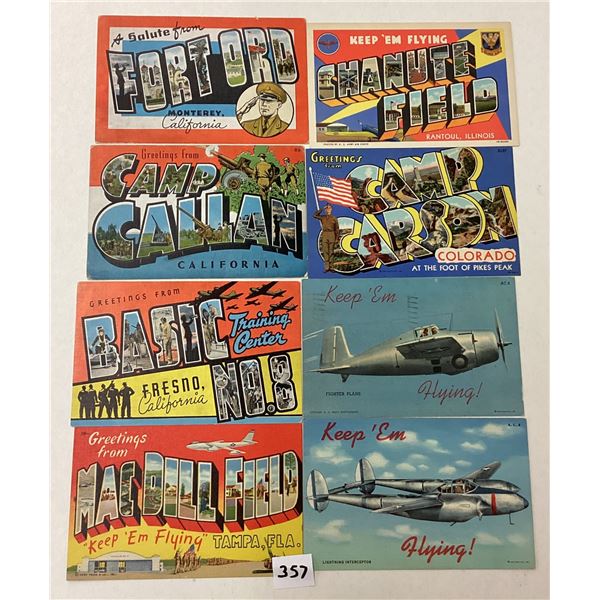 Military - Large Letter, V for Victory, Keep'em Flying Linen Postcards 16