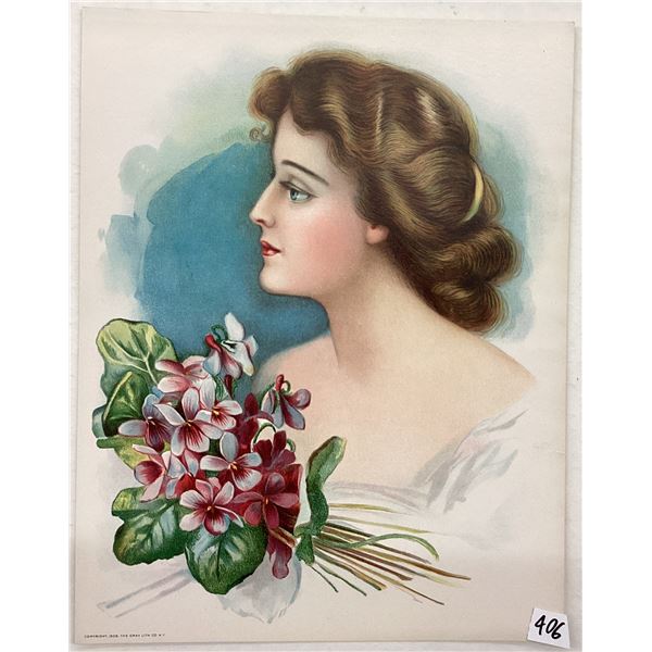 Ephemera - 4 Pretty Lady Gray Lithograph Co. NY Prints