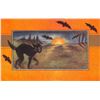 Image 1 : Orange Border Whitney Halloween Black Cat & Bats Holiday Greeting PC