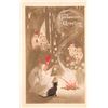 Image 1 : Gibson Art Halloween Sepia Witch & Goblins with Cat Holiday Greeting PC