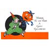 Image 1 : Gibson Art Girl Clown Holding Pumpkin Halloween Postcard