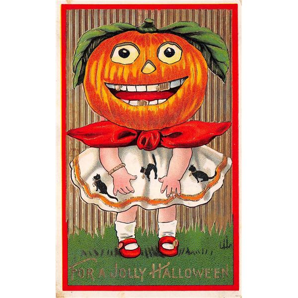 For A Jolly Halloween Gold Fence Jack O Lantern Holiday PC