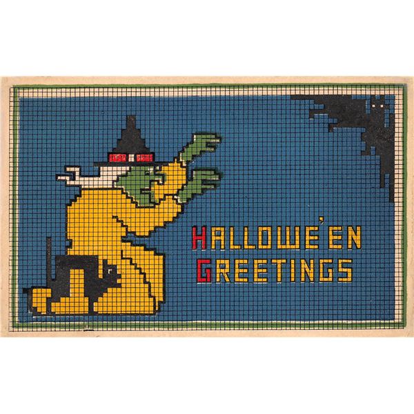 Gibson Art Grid Design Witch Halloween Holiday Greeting PC