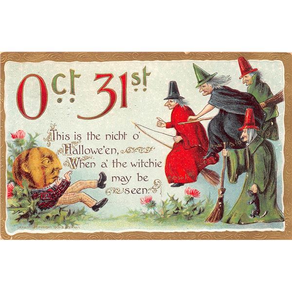 Gottschalk Witches Oct 31st Halloween Holiday Greeting PC