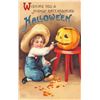 Image 1 : Clapsaddle Halloween Child Carving Pumpkin Holiday Postcard