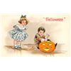 Image 1 : HBG Boy & Girl with Pumpkin Holiday Greeting Postcard