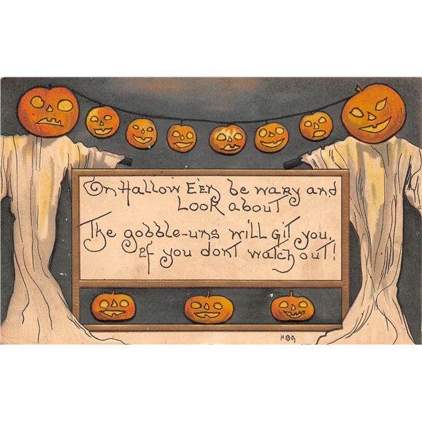 L&E HBG Pumpkins & Ghost Halloween Holiday Greeting PC
