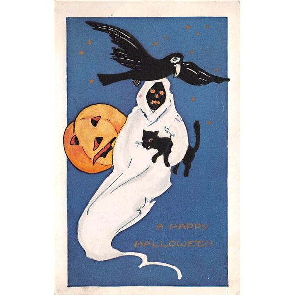 Whitney Flying Ghost & Black Bird/Cat Halloween Holiday PC