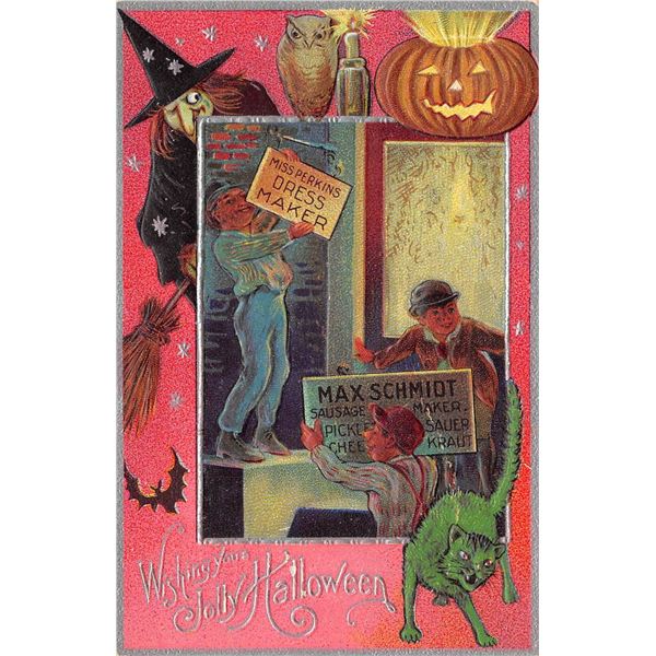 Silver Border Nash Witch Looking & Boys Halloween Holiday PC