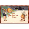 Image 1 : Schmucker Winsch Halloween Orange Checkered Border Holiday Greeting PC