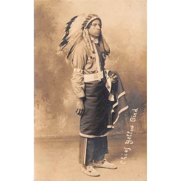 Real Photo American Indian Chief Yellow Bird Postcard