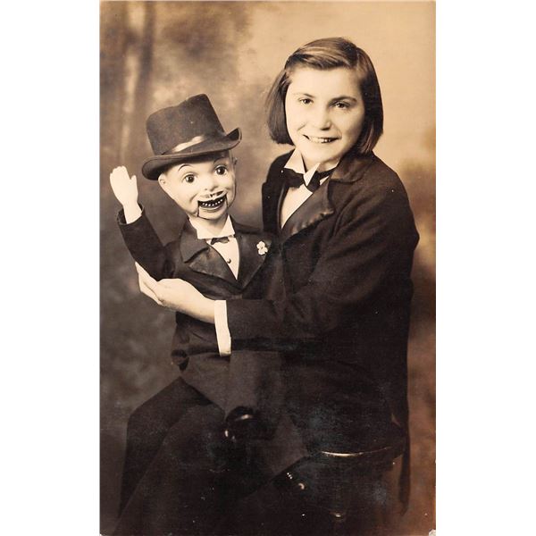 Real Photo Ventriloquist Girl Postcard