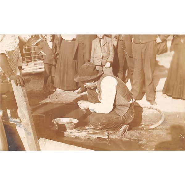 Real Photo Man Panning for Gold Postcard