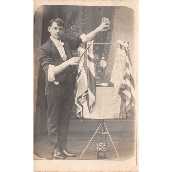 Real Photo Male Magician Showing Trick Postcard