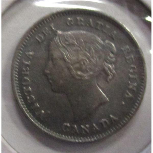 1899 CANADA VICTORIAN SILVER FIVE CENT