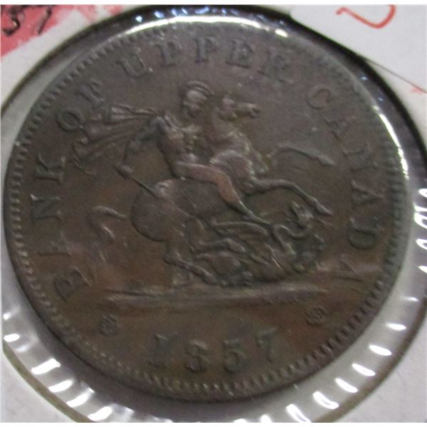 1857 BANK OF UPPER CANADA PENNY TOKEN