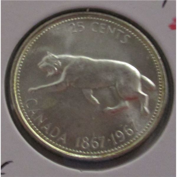 1867 - 1967 CH/BU LYNX CANADA SILVER QUARTER