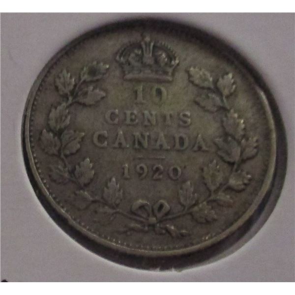 1921 CANADA KING GEORGE V SILVER DIME