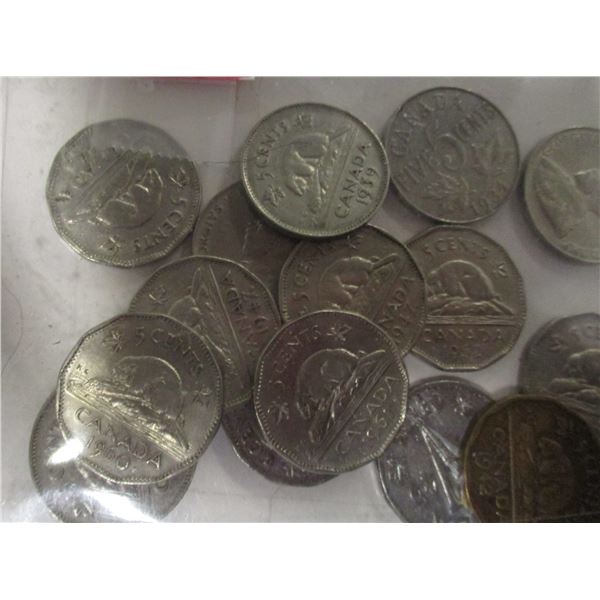 CANADA LOT OF KING GEORGE V, VI, VICTORY 1942 BEAVER, TOMBAC NICKELS