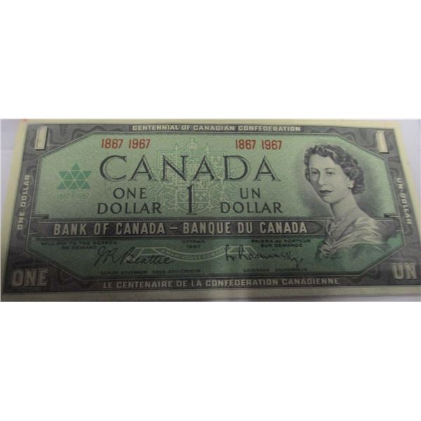 1867 - 1967 CRISP UNCIRCULATED LAST OF CANADA $1 BILLS