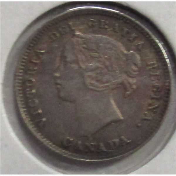 1901 CANADA AU VICTORIAN SILVER FIVE CENT